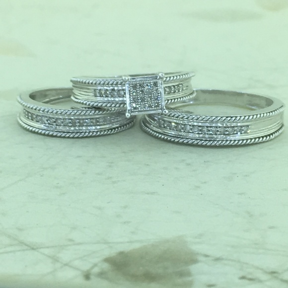 Jewelry - His & Her 10K W Gold Diamond Engagement Bridal Set